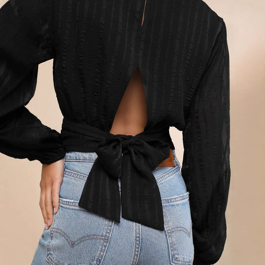 Dam Chiffongtröja Blommig Slim Fit Långa Ärmar-1