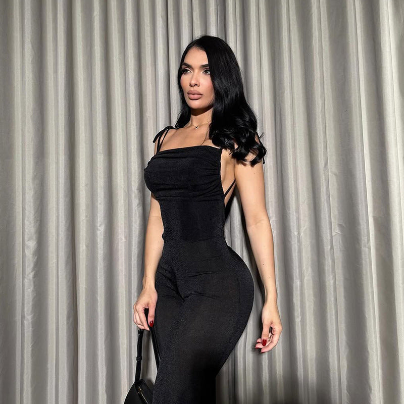 Kvinnors Jumpsuit Elegant Snitt Justerbara Spaghetti Band Elastiskt Tyg-4