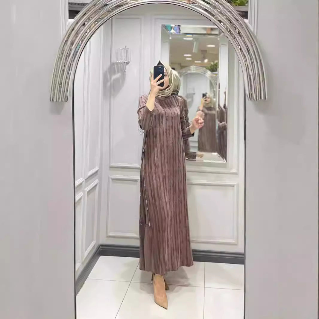 Dam Långärmad Klänning A-Linje Mönstrad Polyester-2