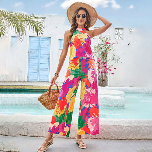 Dam Jumpsuit Blommig Design Vida Ben Andningsbart Material 1