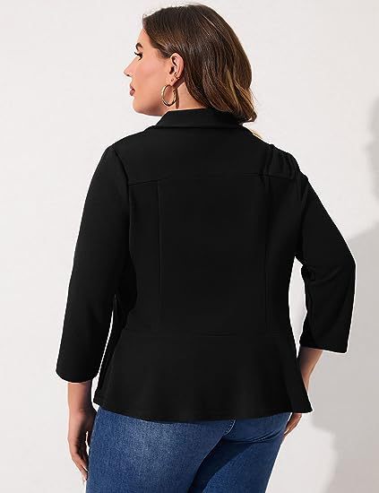 Dam Blazer A-linje Spandex med Lätt Ruffle för Eleganta Tillfällen-6