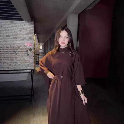 Dam Maxiklänning Etnisk Stil Lång Ärmar Lätt Tyg-2