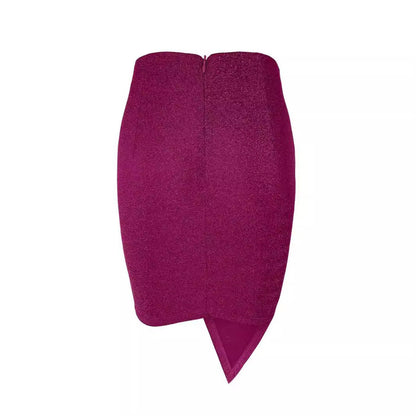 Kjol Dam Asymmetrisk Design Mjuk Tyg med Slits-4