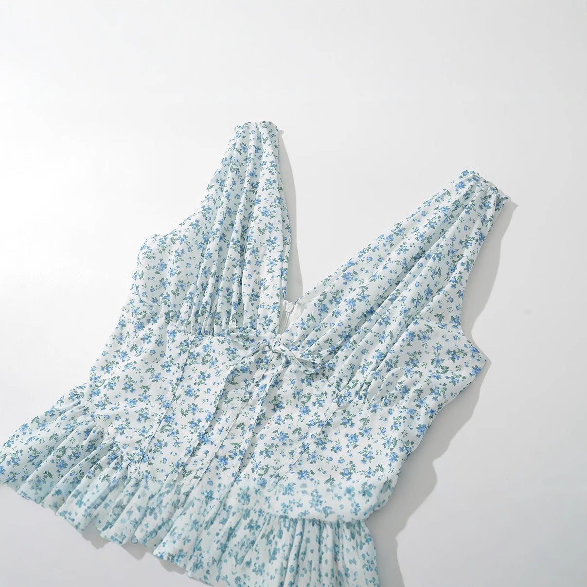 Dam Sommarklänning V-ringning Blommönster Luftig Bomull 3