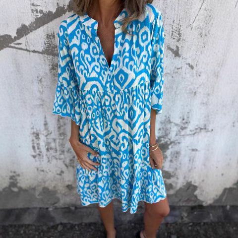 Kjol Dam Plisserad V-ringad Blommig Polyester-4