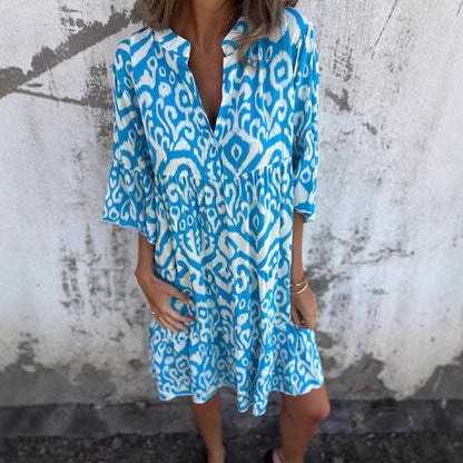 Kjol Dam Plisserad V-ringad Blommig Polyester-4