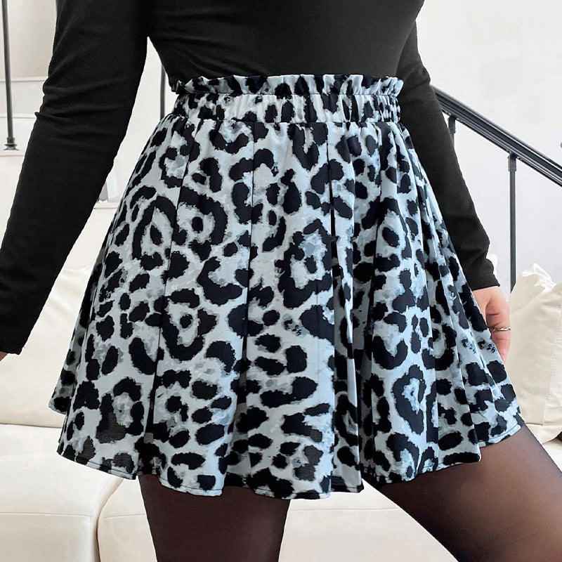 Dam A-Line Kjol Leopardmönster Polyester Mini-3