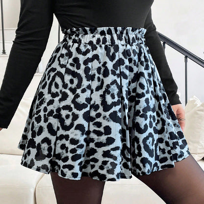 Dam A-Line Kjol Leopardmönster Polyester Mini-3