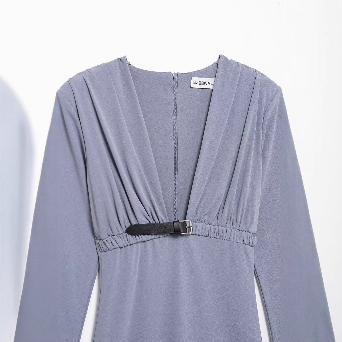 Kvinna Miniklänning A-Line Lång Ärmar Polyester-4