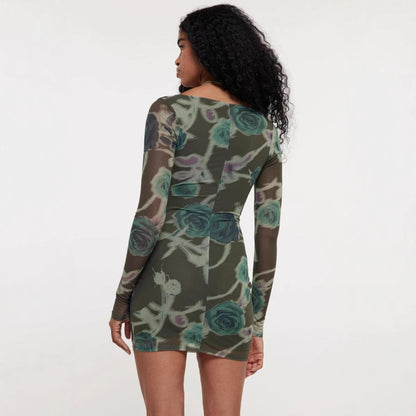 Kvinnors Bodycon Klänning U-ringning Långärmad Polyester-5