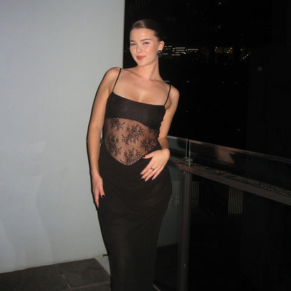 Kvinnors Klänning Draperad Transparent Detaljer Elastiskt Tyg 5