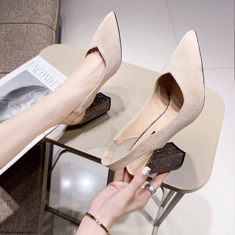 Kvinnor Slingback Pumps Blockklack Högkvalitativ Textil-2