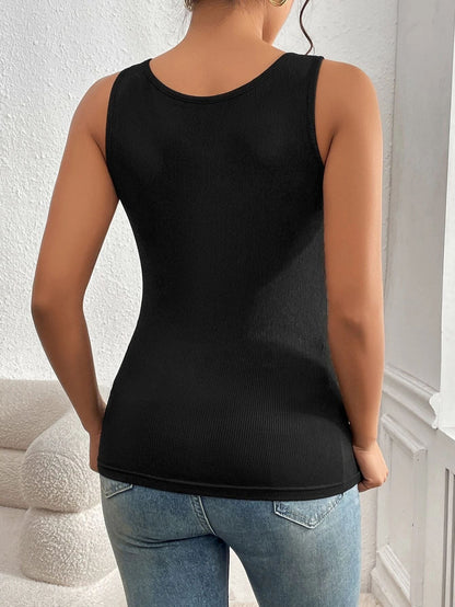 Dam T Shirt Ribbad Monokrom Elastisk-6