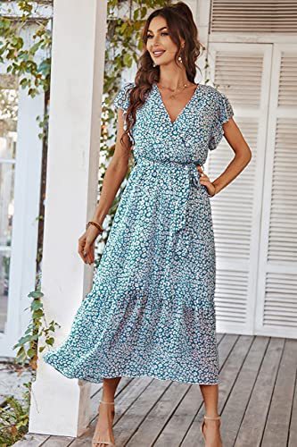 Dam Sommarklänning med Ruffles i Andningsbart Material för Bröllop och Fester 10