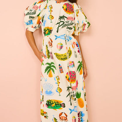 Dam A-Line Kjol med Puffärmar Polyester 2