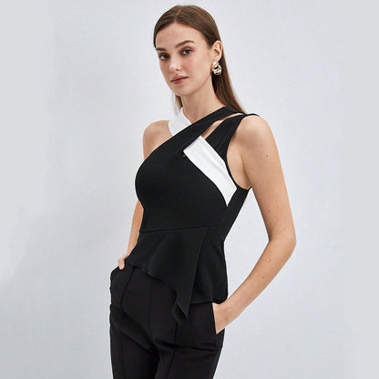 Dam Top Färgblock Avtagbar Polyester-5