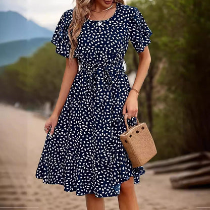 Maxiklänning Dam A-linjeformad Prickigt Mönster Polyester-2