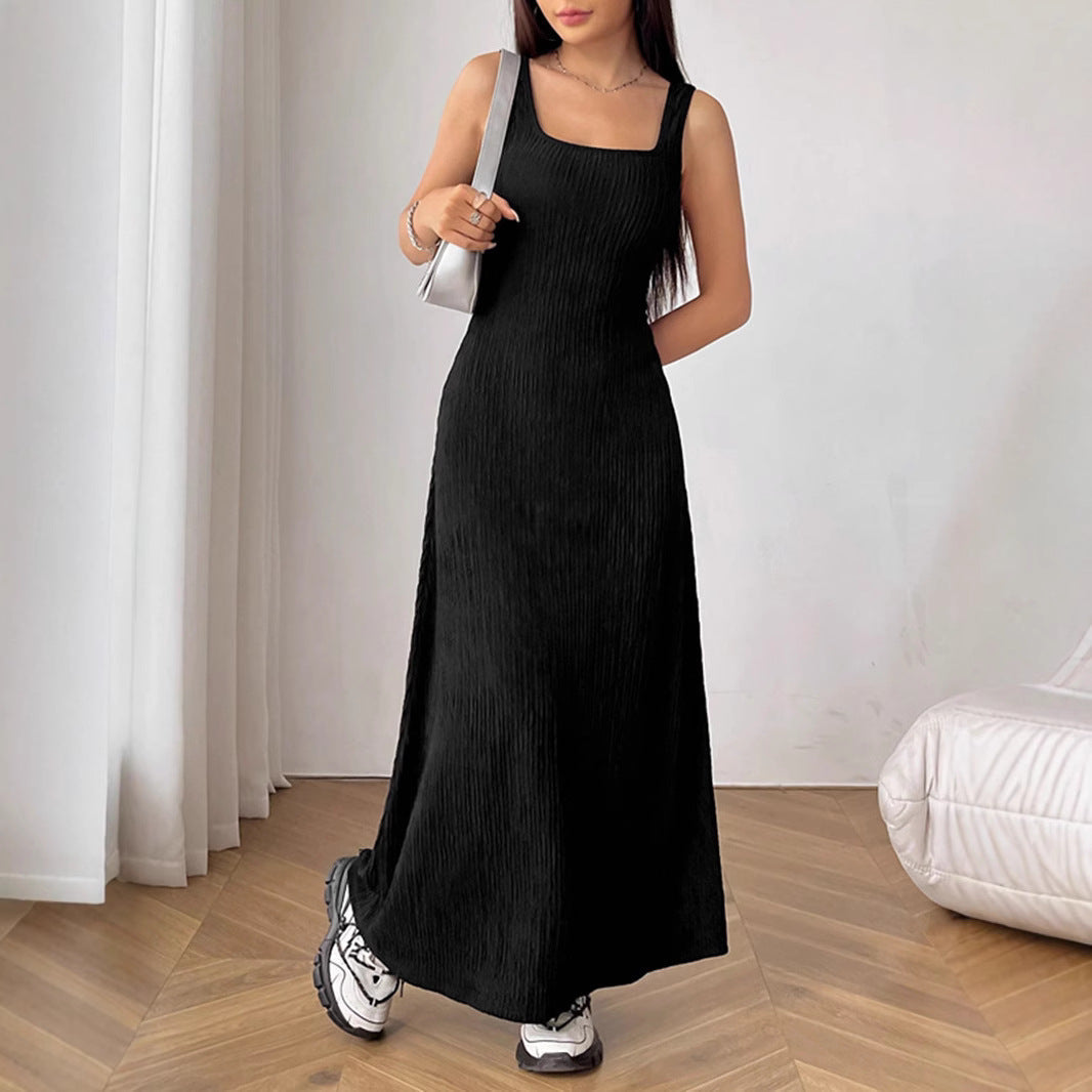 Kvinnors A-linje Klänning Hög Midja Spandex Polyester-6