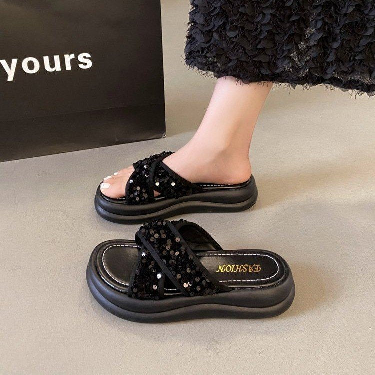 Dam Sandaler Glittrande Design Ergonomisk Fotbädd 3