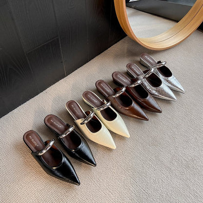 Kvinnor Slingback Skor Spetsig Tå Syntetiskt Material med Kedjedetalj-2