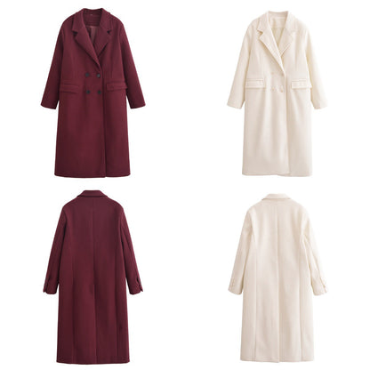 Dam Kappa Långärmad Ull Klassisk Med Knappar-2