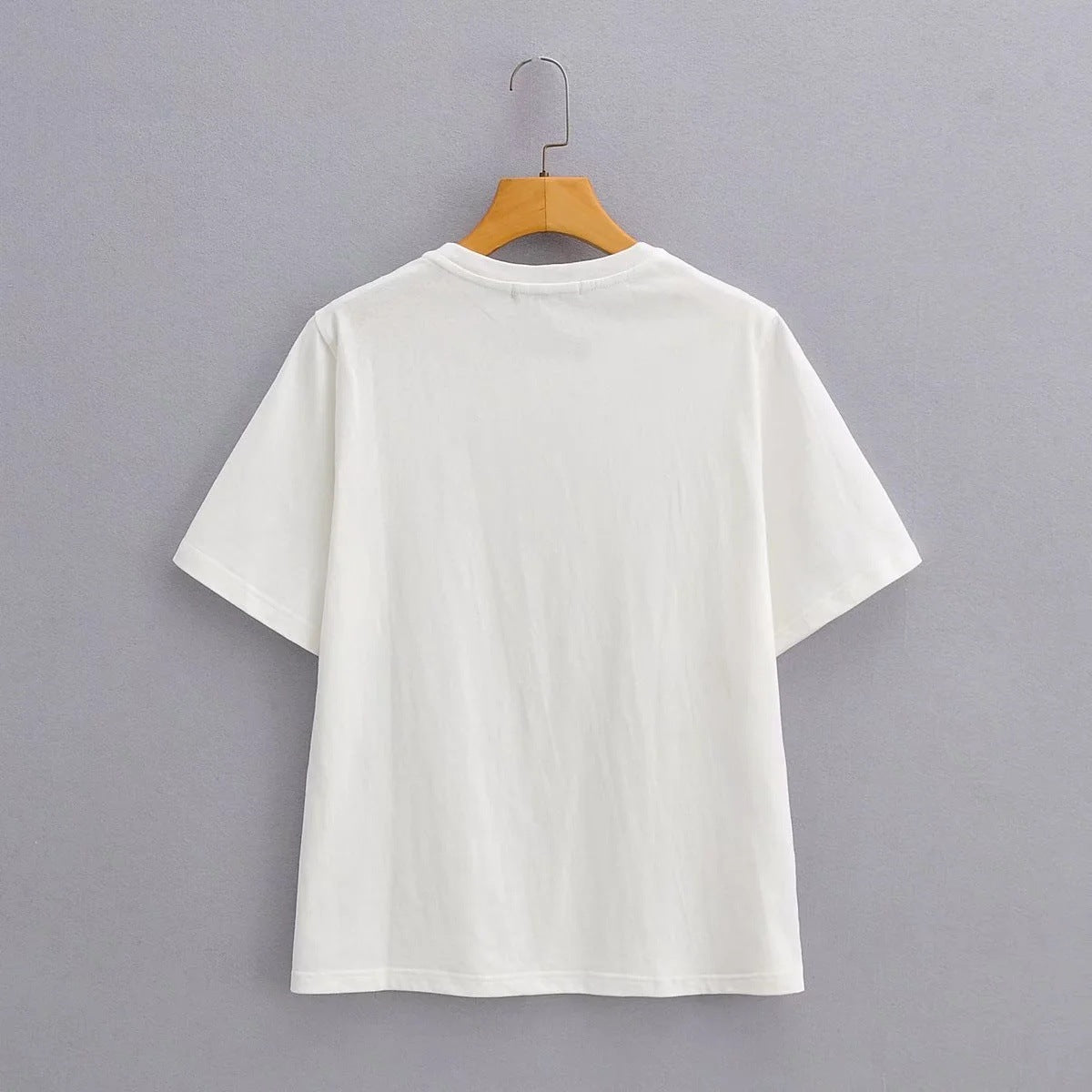 Dam T-shirt Avslappnad Snitt 100% Bomull med Kreativt Skaltryck-2