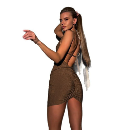 Festliches Kleid mit Justierbaren Spaghettiremmar – Figurnah, Schimmerndes Elastisches Material, Perfekt für Partys und Anlässe 6