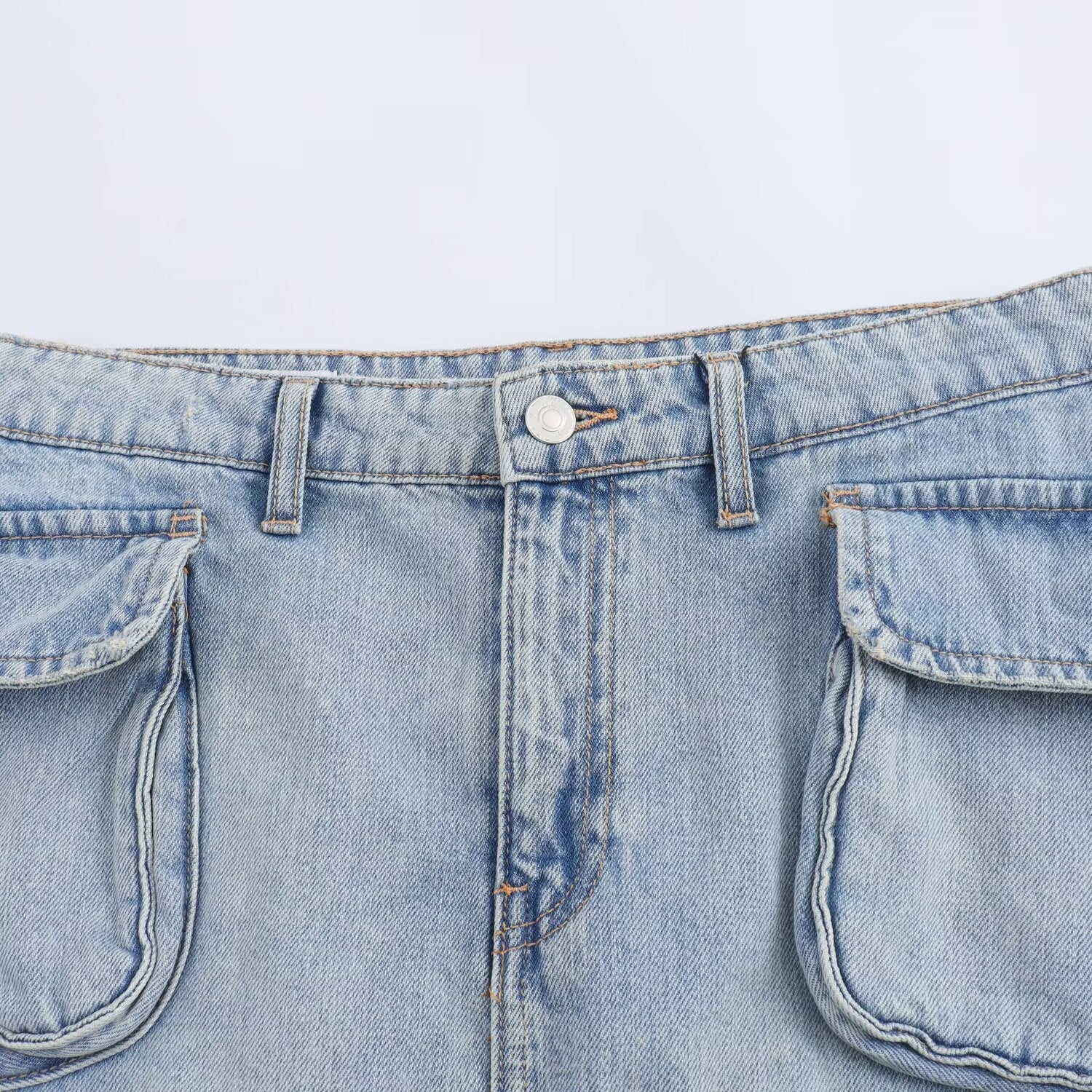 Dam Jeanskjol Figurbetonad Denim Med Sidofickor-3
