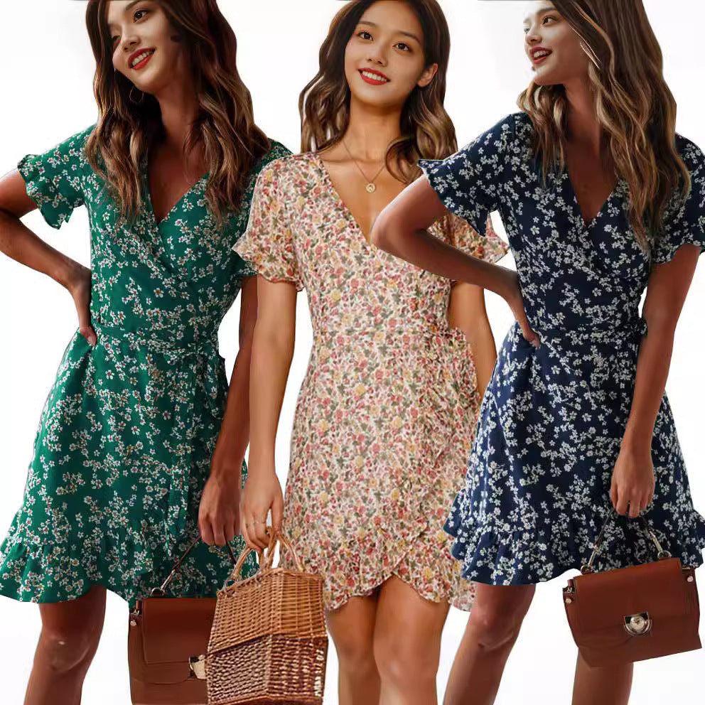 Fina Dam Klänningar Asymmetrisk V-ringning Polyester-2