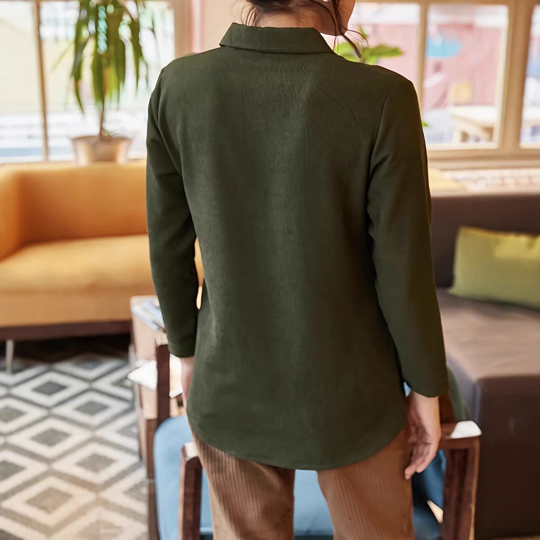 Herrskjorta Slim Fit Corduroy Mjuk Material Elegant Design 3