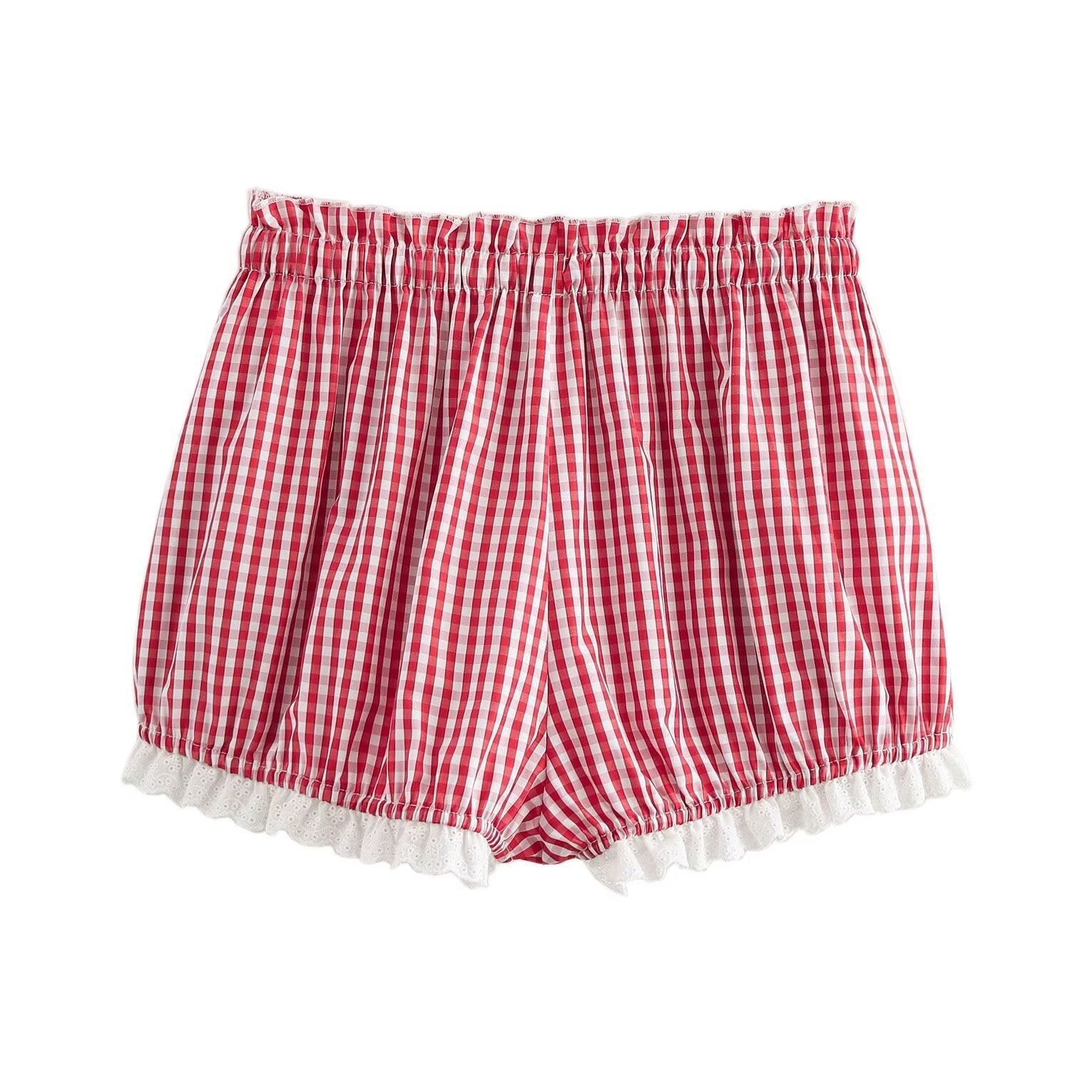 Dam Shorts Rutig Polyester Avslappnad Passform-3