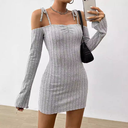 Kort A-Linjeformad Klänning Dam med En Axel – Kort Svart Sommarklänning i Polyester 2