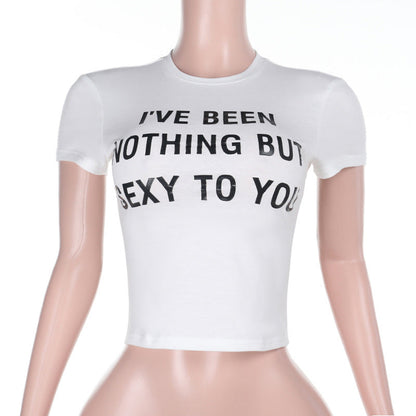 Kvinnors Skördetopp Figurnära Bomull med Uttalande Tryck-1