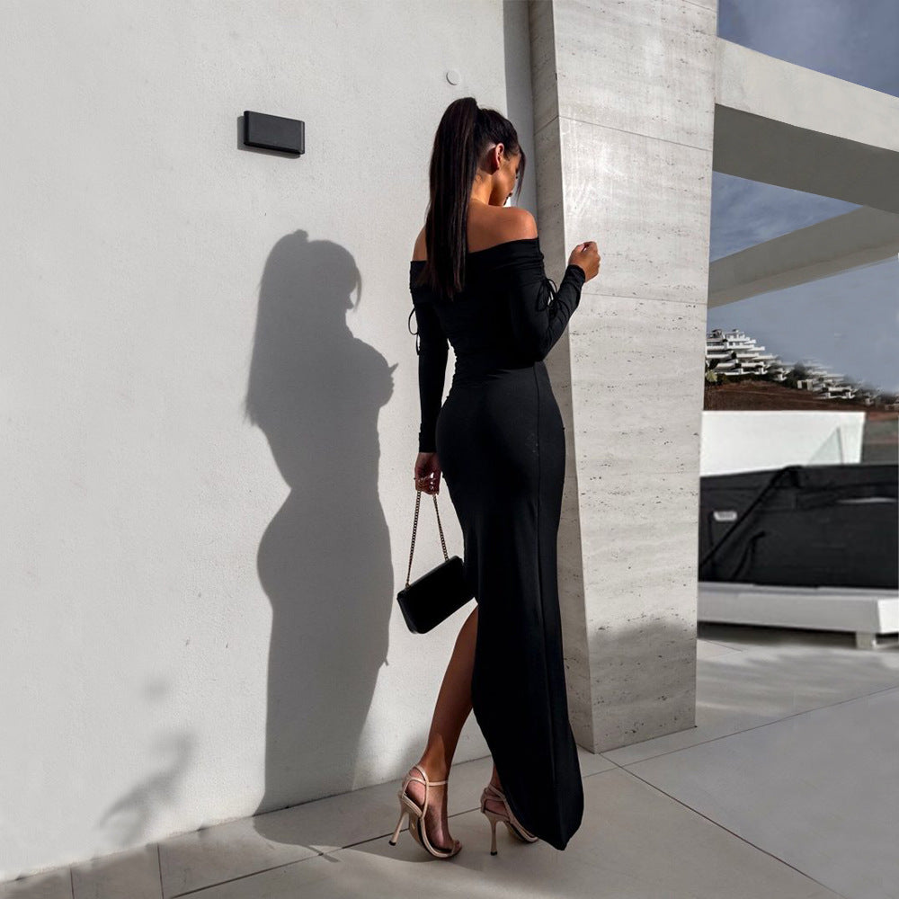 Fina Dam Klänningar Midi Asymmetrisk Polyester-3