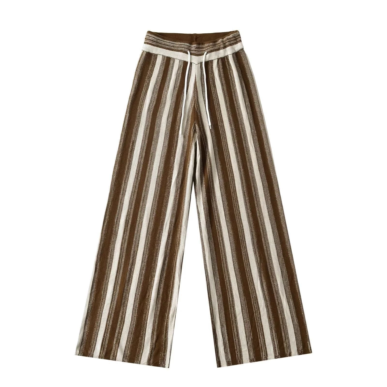 Kvinnors Palazzo-byxor Strukturerat Stripmönster Polyester 5