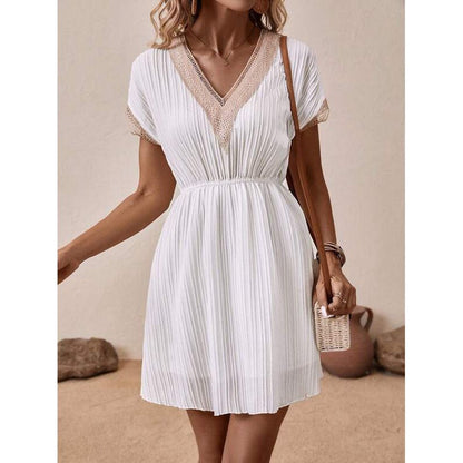 Variant image for Fina Dam Klänningar A-Linje V-Hals Batwing Ärmar Midi Bomull Polyester-1