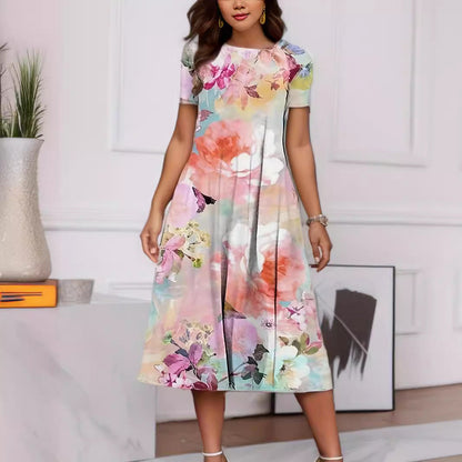 Dam A-linjeformad Kjol Blommigt Tryck Polyester-4