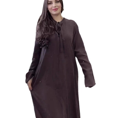 Dam Tröja Rundhalsad Långärmad Mjukt Tyg-6