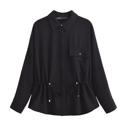 Dam Chiffon Set Skjorta och Vida Byxor Elegant Lätt Material 1