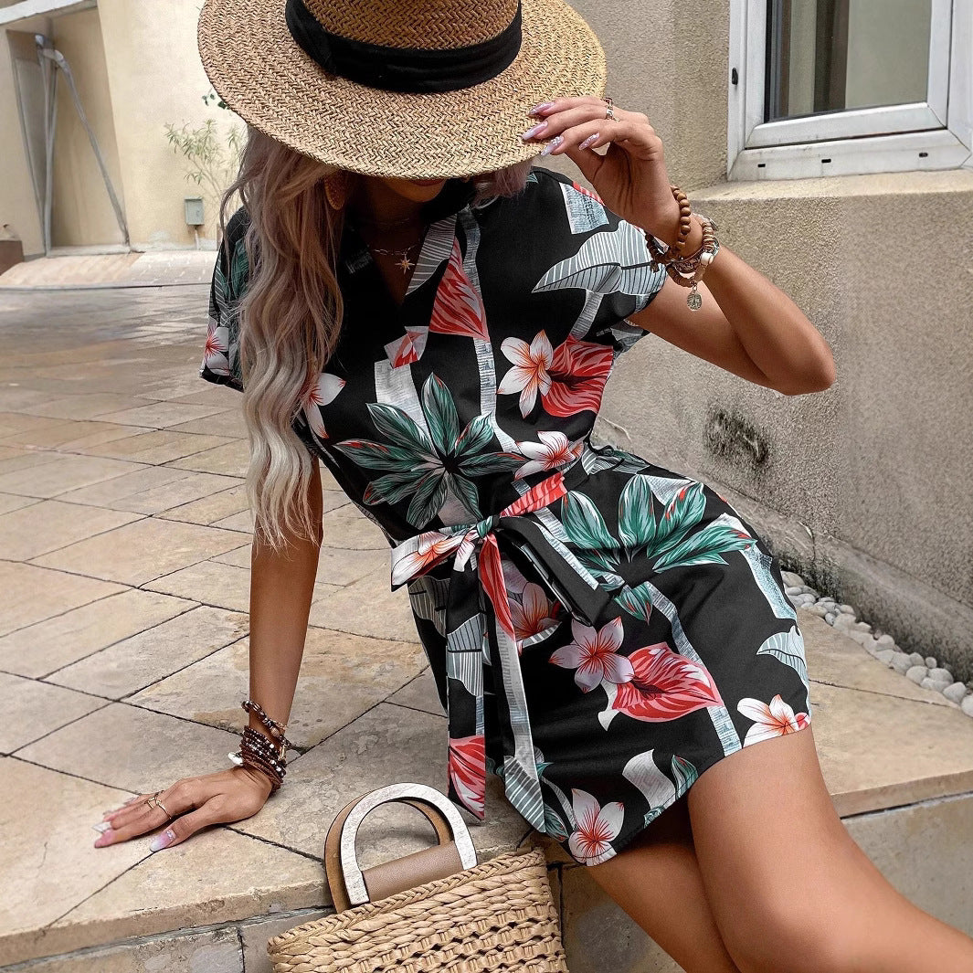 Damklänning A-linjeformad Polyester med Tryckt Mönster-2