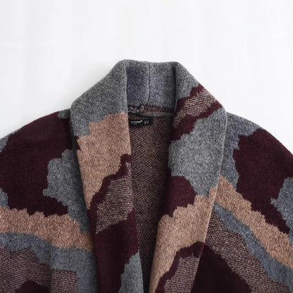 Kvinnors Kappa Bredklipp Mjuk Stickad Tyg Kamouflage-3