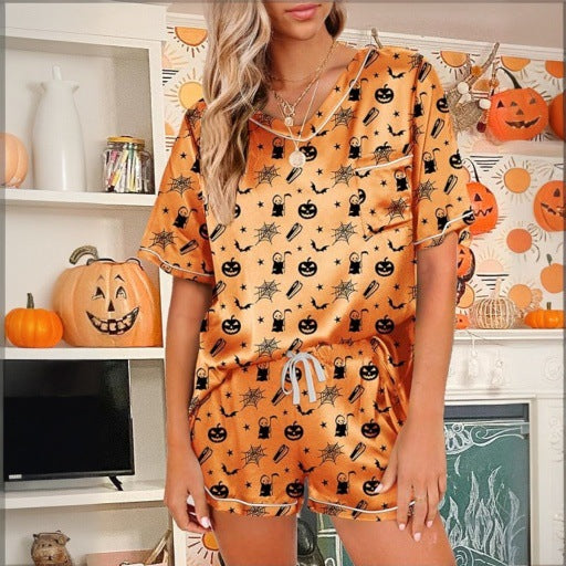 Dam Pyjamas Set V-Hals Polyester Shorts-2