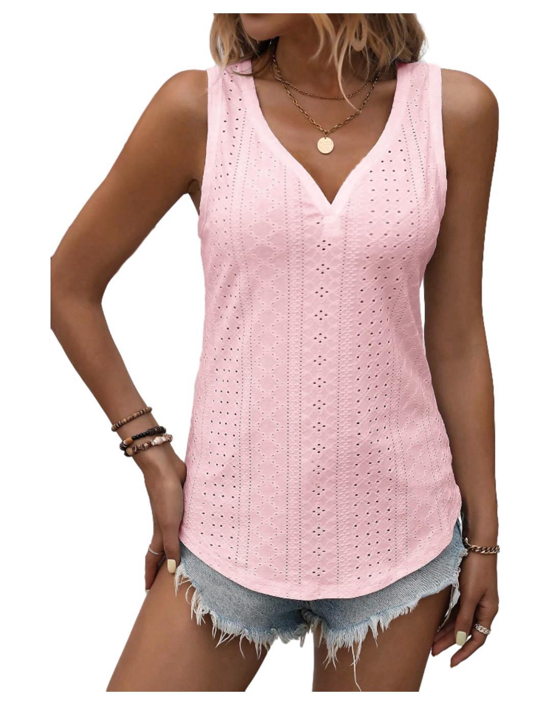 Variant image for Dam Löst Sittande Tank Top V-Ringning Polyester-21