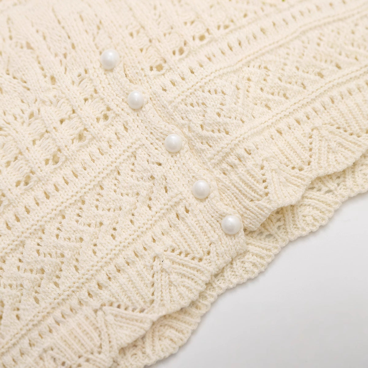 Kvinnors Cardigan Kortärmad Spetsdetaljer Lätt Tyg-4