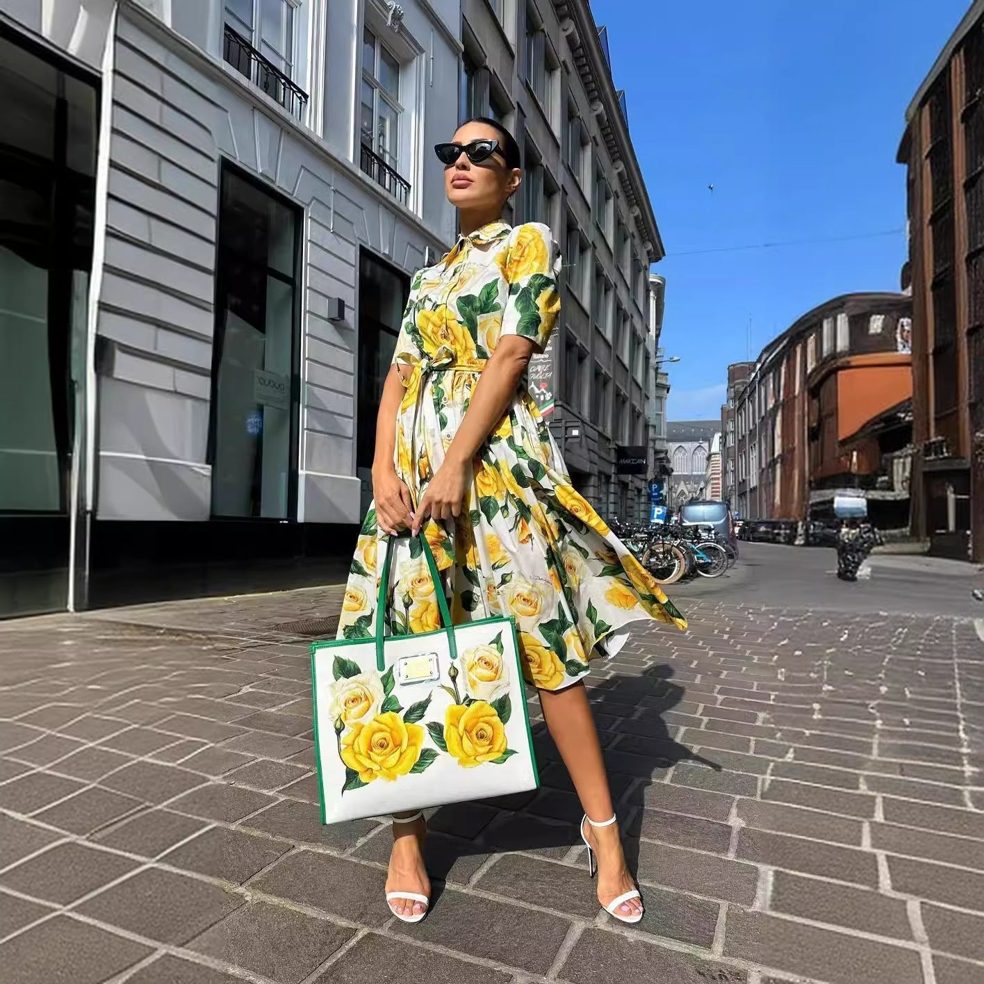 Damklänning Off-Shoulder A-Linje Polyester Midi Fina Dam Klänningar-3