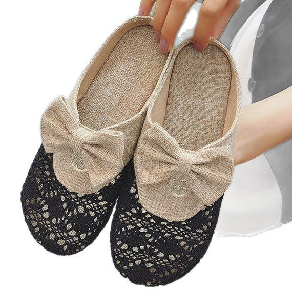 Dam Tofflor Blommigt Virkningsmönster med Slingdetalj Textil och Syntet-6