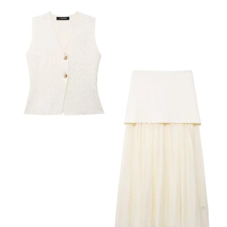 Kjol Dam Elegant Rynkdesign Flödande Material-6