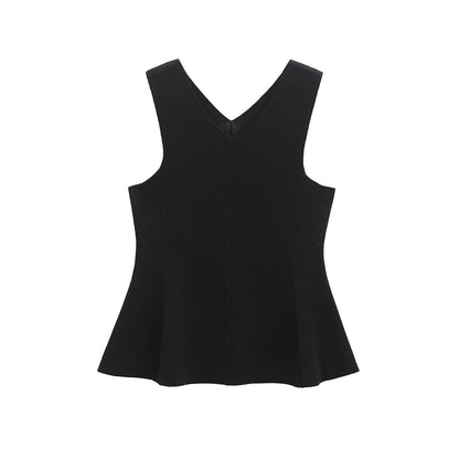 Variant image for Kvinnors Asymmetrisk Topp V-ringning Peplum Mjukt Tyg-2