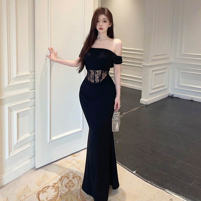 Dam Klänning Bodycon Veckad Design Högkvalitativt Tyg-3
