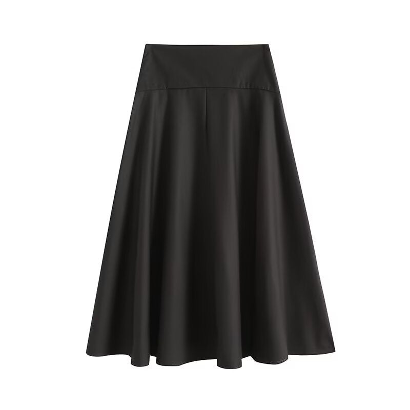 Dam A-linjeformad Midi-kjol Polyester-2